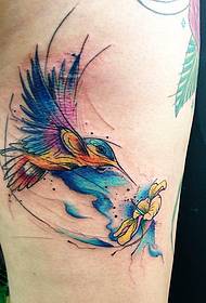 Macho ua hummingbird ua watercolor muundo wa tattoo wino