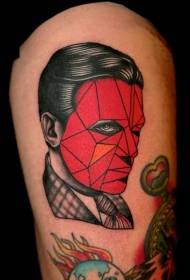 Leg retro style red portrait tattoo pattern