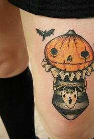 Divertenti tatuaggi colorati a tema Halloween sulle gambe