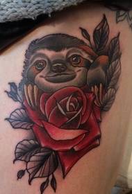 Impressionante modello di tatuaggio pigro e floreale dipinto sulle gambe
