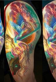 Stillo illustrazione di stile di colori di fantasia colorata è mudellu di tatuaggi di pianeta