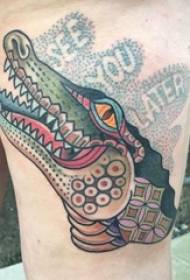 Cartoon crocodile tattoo cartoon crocodile tattoo picture on male thigh