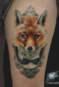 Pootkleur realistische vos portret tattoo patroon