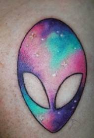 Cosce per ragazzi dipinte con gradiente di elementi del cielo stellato linee semplici immagini di tatuaggi alieni