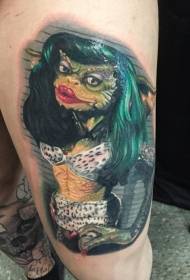 Benfärg realistiska ödla kvinna tatuering mönster