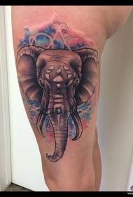 Elefante de coxa que salpica o patrón de tatuaxe de ceo estrellado
