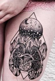 Dij gravure styl swart grappich starry sky tattoo patroan