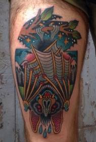 Uzorak tetovaža šišmiša u boji nogu u boji