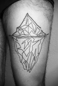 Modello di tatuaggio coscia iceberg linea nera coscia