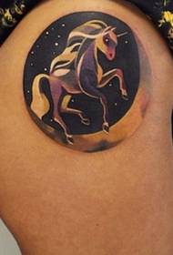 Leg color unicorn tattoo pattern