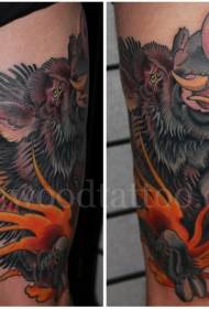 Modèle de tatouage de sanglier de cuisse style de bande dessinée couleur fantaisie