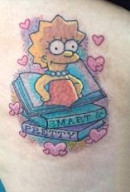 Tetovanie karikatúry dievča kolo na farebné knihy a kreslené obrázky tetovanie