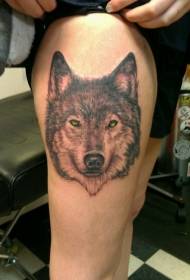 Dij koele wolf met gele ogen tattoo patroon