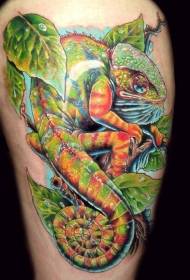 modeli i tatuazhit me kameleon natyral realist me ngjyra