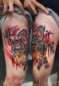 Been kleur doodle stijl skateboard belettering tattoo