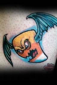 Боја бутот забава лилјак чудовиште тетоважа шема