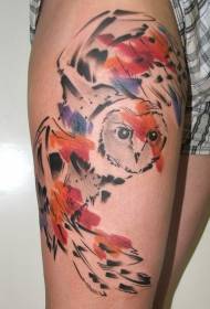 Noha akvarel styl sova tetování vzor