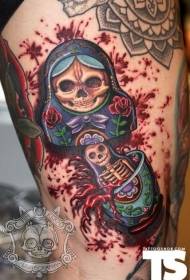 Modello di tatuaggio teschio di colore New School