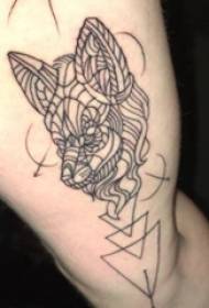 Linea coscia tatuaggio bianco e nero stile semplice personalità linea tatuaggio lupo tatuaggio immagine linea