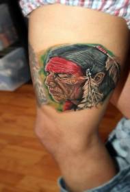 Leg neie Schoulstil faarweg indesche Portrait Tattoo