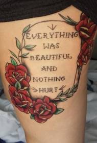 Tatuatges commemoratius i tatuatges de flors en fosses de colors com pedres