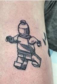 검은 pricks 기하학적 간단한 라인 레고 인형 문신 사진에여 학생 허벅지
