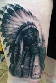 Tatuaggio maschera indiana in stile realismo dal design insolito