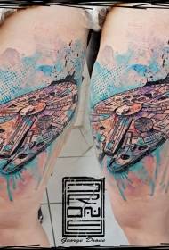 Thigh modern wind color millennium boat tattoo pattern