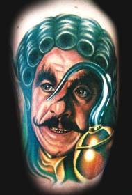 Modello tatuaggio antico pirata di colore spazzatura gamba