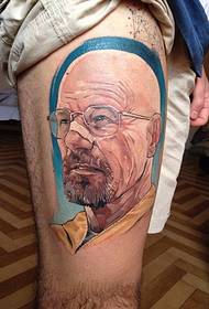 Thigh color portrait portrait tattoo pattern