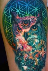 Modello di tatuaggio di gufo misterioso di colore della spalla
