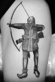 Muslo simple tirador medieval punto negro tatuaje tatuaje patrón