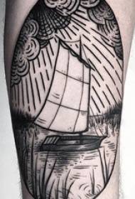 Cosce da ragazzo su punture nere geometriche linee semplici che navigano in immagini di tatuaggi