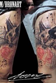 Coxa nova escola cor gato personalidade tatuagem padrão