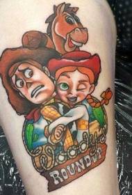 Grappich cartoon-cowboy- en lettertatoepatroon