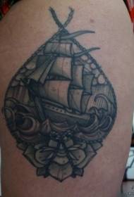 Thigh, European and American Sailing, Rose Tattoo Pattern