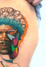 Benfärg Samuel Jackson porträtt tatuering bild
