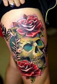 Stehenné olejomaľba populárna s realistickým vzorom ruže tetovanie