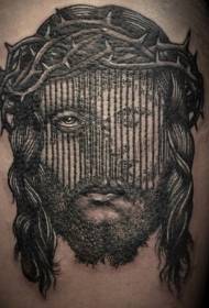 يسوع الأسود صورة نمط الفخذ الوشم