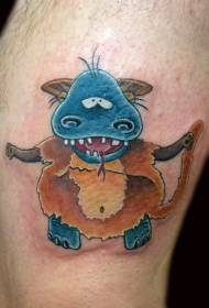 Pattern sa tattoo sa cute nga hippo monkey