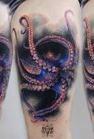 Modello di tatuaggio realistico di polpo di colore delle gambe