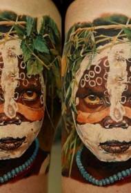 令人驚嘆的多彩部落孩子肖像紋身圖案