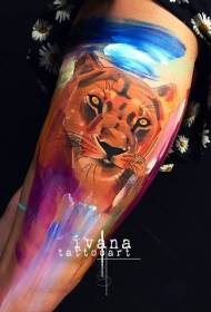 Arm watercolor style thigh tattoo pattern