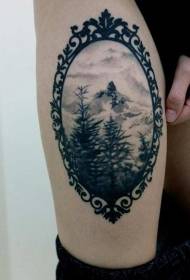 Бедро олдскульный горный лес черный серый тату