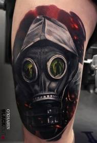 Bagong tradisyonal na istilo na may kulay na panlalaki gas mask tattoo