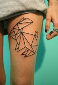 Aranyos fekete vonal geometriai nyúl tetoválás minta