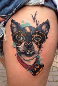 Бедра иллюстрации стиль красочный смешная собака с татуировкой Бэтмен маска рисунок