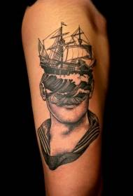 Рамо черно уникален стил морска тема татуировка модел