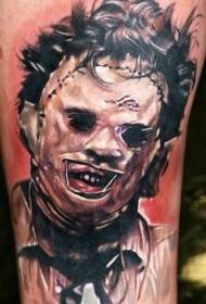 Padrão de tatuagem de herói de filme de terror realista de pernas