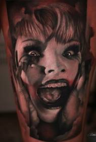 Imaxe tatuaxe grito estilo de perna muller
